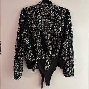 Missguided Black Floral Bodysuit